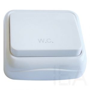 Tracon  Falon kívüli nyomókapcsoló WC felirattal (tapétakapcsoló) 10AX/250VAC, IP20 (N101), TTK-04W Tracon falon kívüli tapétakapcsoló