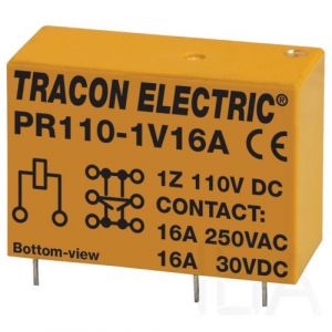 Tracon  Print relé, PR110-1V16A,  110V DC / 1×CO (16A, 230V AC / 30V DC) Miniatűr print relé