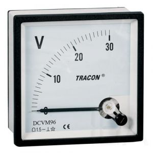 Tracon  Analóg egyenáramú voltmérő 96×96mm, 250V DC, DCVM96-250 Egyenáramú feszültségmérő 0