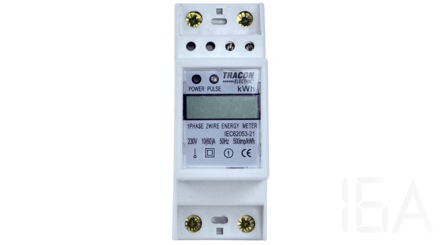 Tracon  LCD kijelzésű fogyasztásmérő, közvetlen, 1 fázisú, 2 modul, TVOF12 Elektronikus fogyasztásmérő 1