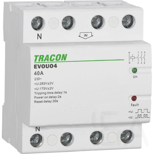 Tracon  Aut. visszakapcsoló fesz. növekedési/csökkenési relé, EVOUO4 Feszültségfigyelő relé 0