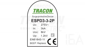 Tracon  túlfeszültség levezető, T3 AC típusú, szerelvénydobozba, ESPD3-3-2P Túlfeszültség levezető 1