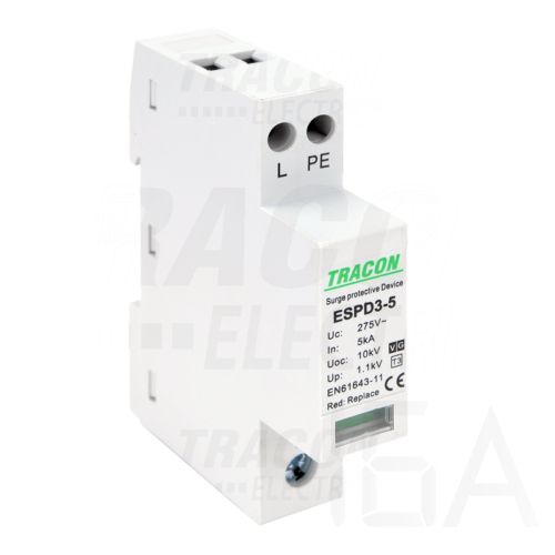 Tracon  túlfeszültség levezető, T3 AC típusú, egybeépített, ESPD3-5-1+1P Túlfeszültség levezető 0