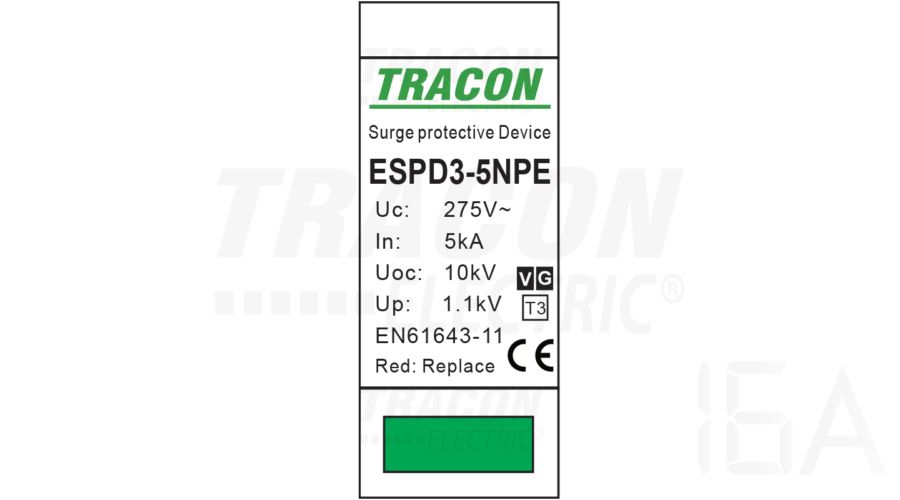 Tracon  túlfeszültség levezető, T3 AC típusú, egybeépített, ESPD3-5-1+1P Túlfeszültség levezető 1
