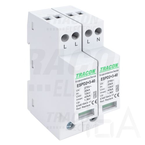 Tracon  túlfeszültség levezető, T2+T3 AC típusú, egybeépített, ESPD2+3-40-4P Túlfeszültség levezető 0