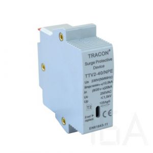 Tracon  túlfeszültség levezető betét, AC, 2-es típus, TTV2-40-N/PE-M Túlfeszültség levezető