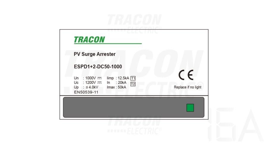 Tracon  túlfeszültség levezető, T1+T2 DC típusú, egybeépített, ESPD1+2-DC50-1000 Túlfeszültség levezető 1