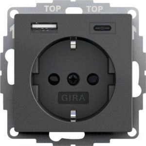 Gira Gira Dugalj dupla USB-s, Type A/Type C, 16A, 250 V, antracit, 245928 GIRA kapcsoló