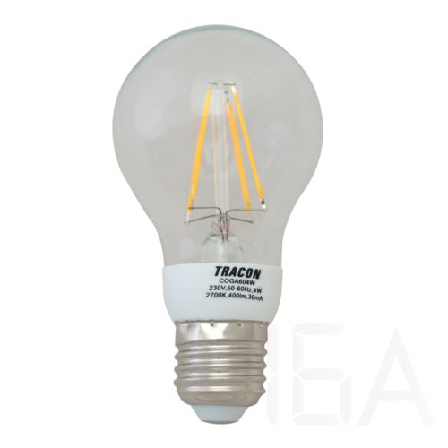 Tracon  COGA604W COG LED gömb fényforrás, átlátszó 4W E27 LED izzó 0