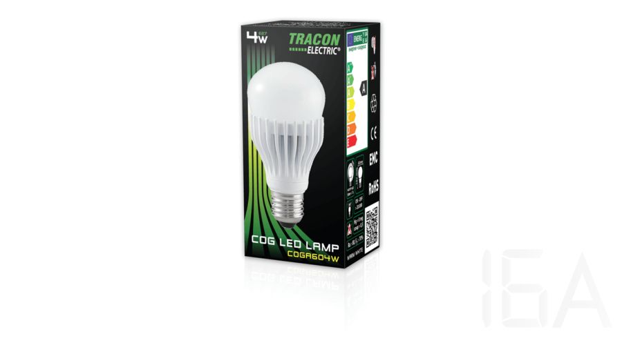 Tracon  COGA604W COG LED gömb fényforrás, átlátszó 4W E27 LED izzó 2