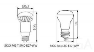 Kanlux SIGO R63 LED E27-WW 640lm meleg fényű 8W led izzó, 22737 E27 LED izzó 2