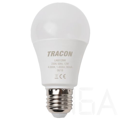 Tracon  Gömb burájú LED fényforrás, LA6012NW E27 LED izzó 0