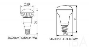 Kanlux SIGO R50 LED E14-WW 480lm meleg fényű 6W led izzó, 22735 E14 LED izzó 2