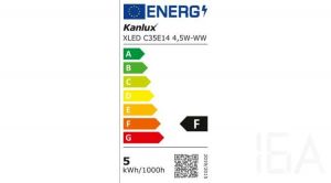 Kanlux XLED C35 E14 4,5W meleg fényű filament LED izzó, 29620 E14 LED izzó 1