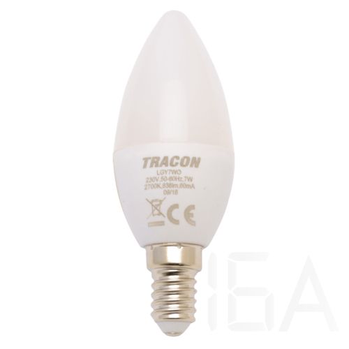 Tracon  Gyertya burájú LED fényforrás, tejüveg, LGY7NW E14 LED izzó 0