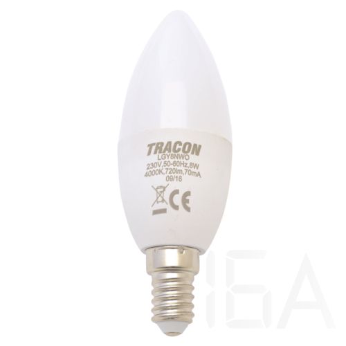 Tracon  Gyertya burájú LED fényforrás, tejüveg, LGY8W E14 LED izzó 0