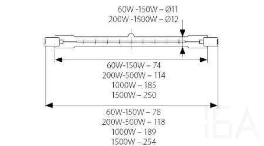 Kanlux J-1000W 189mm ceruzahalogén izzó, 10418 Halogén izzó 1
