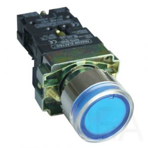 Tracon  Tok. világító nyomógomb, fémalap, kék, glim, izzó nélkül, NYGBW33KT Világító nyomógomb (Ba9s)