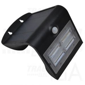 Tracon  Napelemes LED fali világítótest mozgásérzékelővel, fekete, LSLBB3W Kültéri mozgásérzékelős lámpa