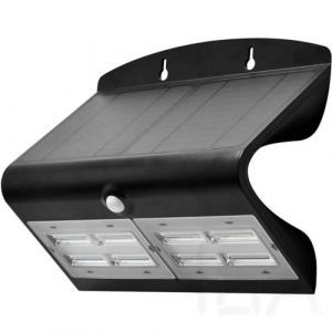 Tracon  Napelemes LED fali világítótest mozgásérzékelővel, fekete, LSLBB7W Kültéri mozgásérzékelős lámpa