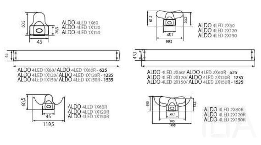 Kanlux  ALDO 4LED 1x60 szabadonsugárzó lámpatest LED fénycsőhöz, 26360 Ledreszerelt üres armatúra 1